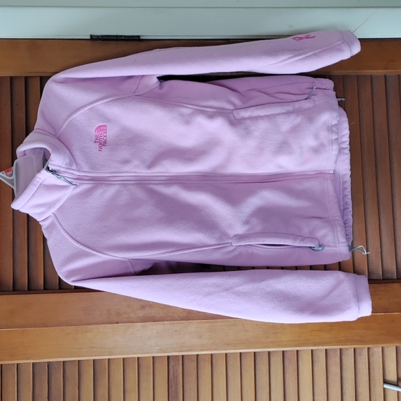 The North Face Jackets & Blazers - North face woman size medium pink fleece with a pink embroidered ribbon